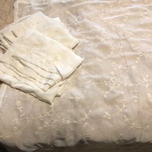 Floral embroidered curtains , rod packet, 3 panels